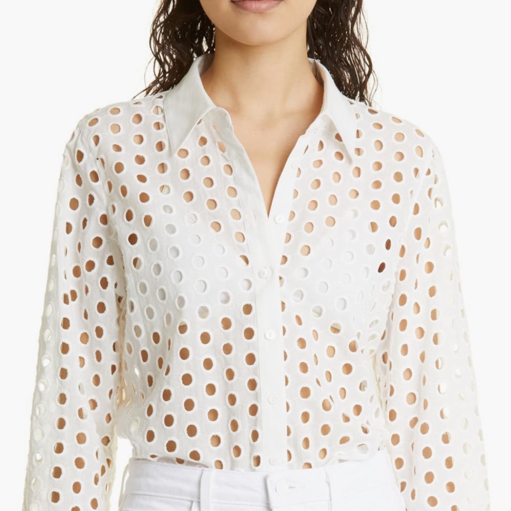 L’Agence Lindy Eyelet Embroidered 100% Cotton Shirt
